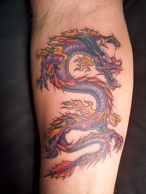 Tribal Chest Dragon Tattoo for