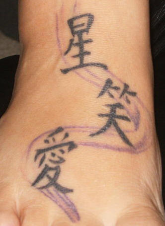 Kanji tattoo design meaning Live Laugh Love