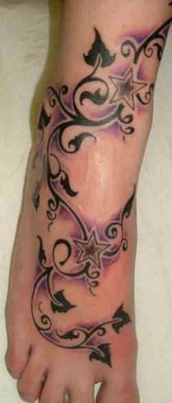 Star Tattoo Going Down Side. hair Tags: Foot tattoo, Star