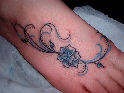 Rose Tattoo On Foot for Women