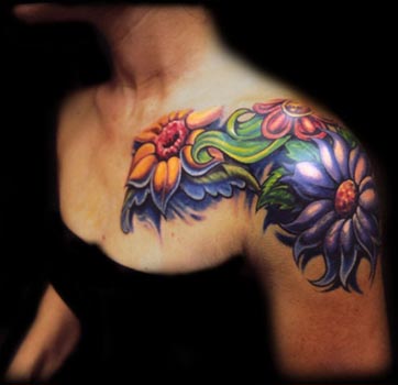 shoulder rose tattoo 